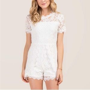 Francesca's Romy Tie Back Solid Lace Romper